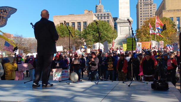 Town of Cheektowaga Supervisor Brian Nowak was among the speakers at the No Kings protest held Saturday, Oct. 18, 2026 in Niagara Square, Buffalo. He defended the integrity of local election workers and encouraged a strong voter turnout, suggesting an overwhelming result would keep critics including President Trump from claiming election fraud.