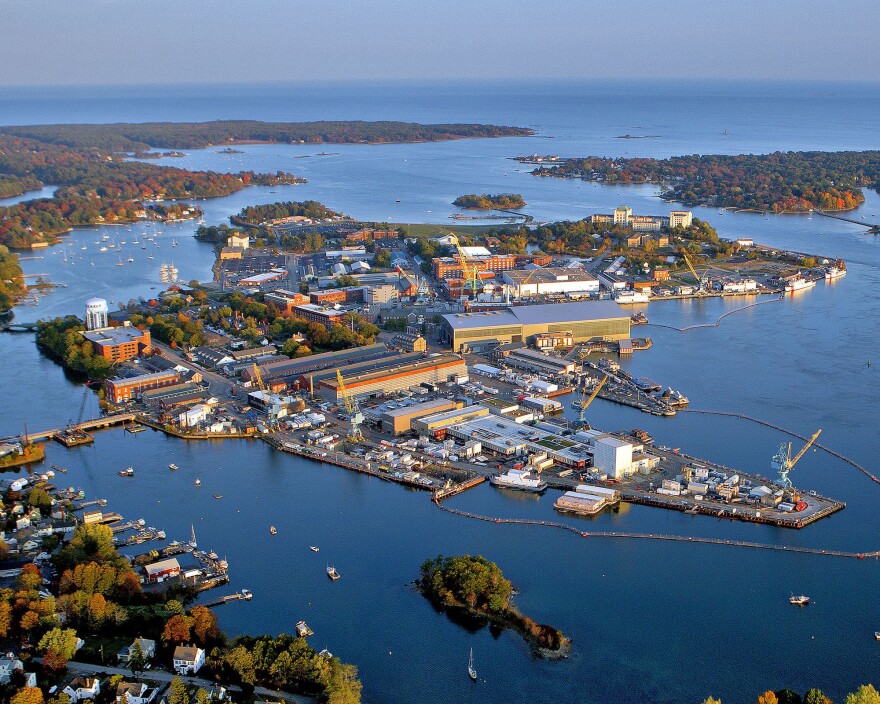 This October 2015 handout photo provided by the Portsmouth Naval Shipyard, shows the shipyard base in Kittery, Maine. Most Navy commanders don't have to run everything by a historic preservation committee but that's just one of the challenges Capt. David Hunt faces he continues the work of updating the nation's oldest continuously operated public shipyard.