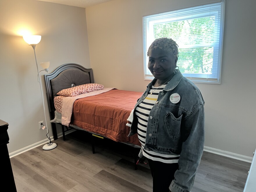A bedroom remains occupied at Janice's Shirley transitional housing site that helps people dealing with addiction, depression and HIV.