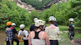 The Berea College students before hiking to the rock climbing wall