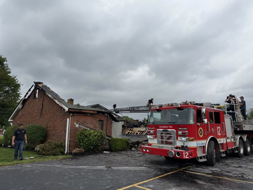 Columbus Fire Department assess the damage caused by a fire at Cherry Creek Church of Christ August 10, 2026.