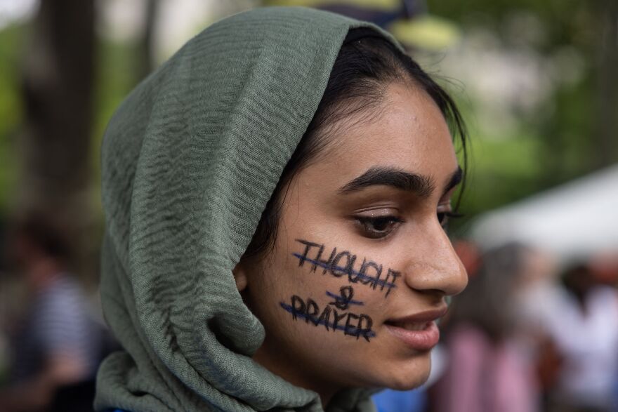 New York City: Aisha, 19, joins the March for Our Lives rally in New York City.