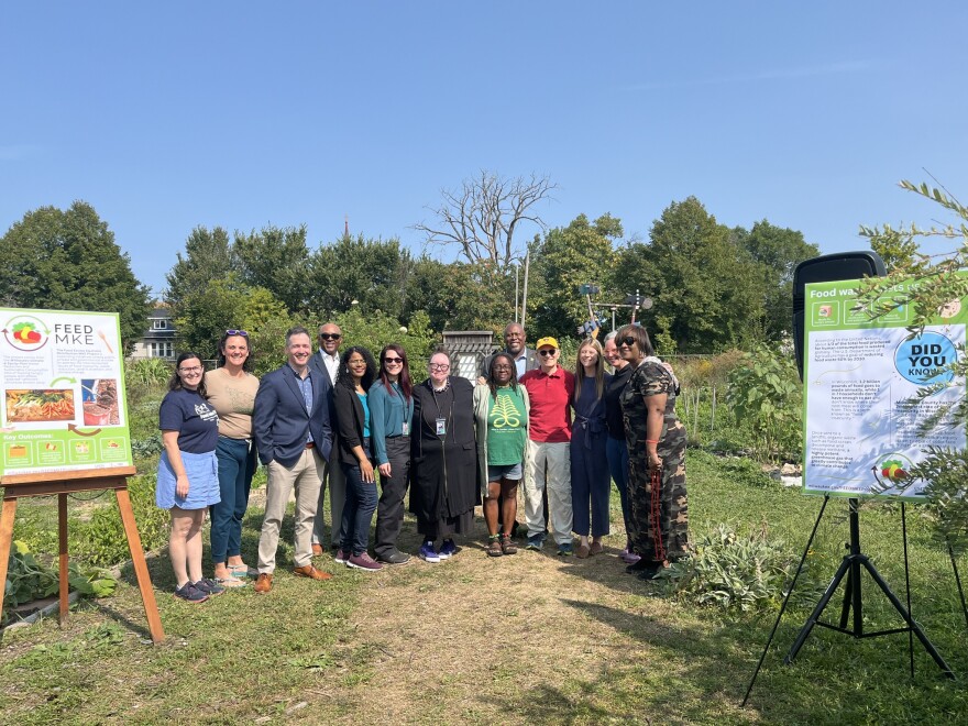 The city of Milwaukee announces the FEED MKE project during an event at the urban farm Alice's Garden.