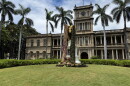 Aliʻiōlani Hale in Honolulu, the home of the Hawaiʻi State Supreme Court, with the statue of Kamehameha the Great covered with lei on June 14, 2026, in honor of King Kamehameha Day 2026, which was observed on June 11, 2026.