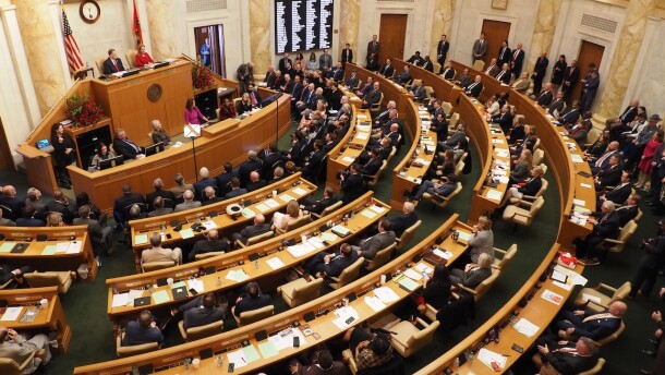 Gov. Sarah Huckabee Sanders addresses Arkansas’ 95th General Assembly in the House chamber on Jan. 14, 2025.