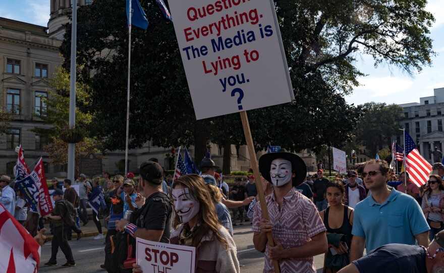 Supporters of Donald Trump host a "Stop the Steal" protest outside of the Georgia State Capital building on Nov. 21, 2020, in Atlanta, Ga.