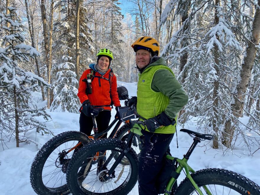 Winter bikers in Anchorage.