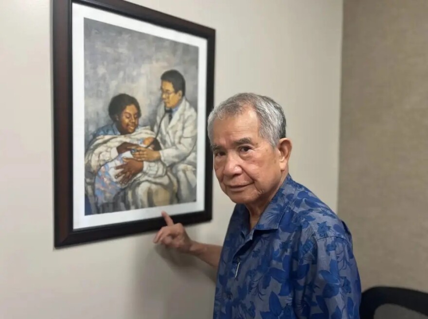 Bong Mui is the model for a painting by Alan Flattmann, which he keeps in the office of his clinic in Houston. The artwork was made in New Orleans before Hurricane Katrina destroyed his clinic there.