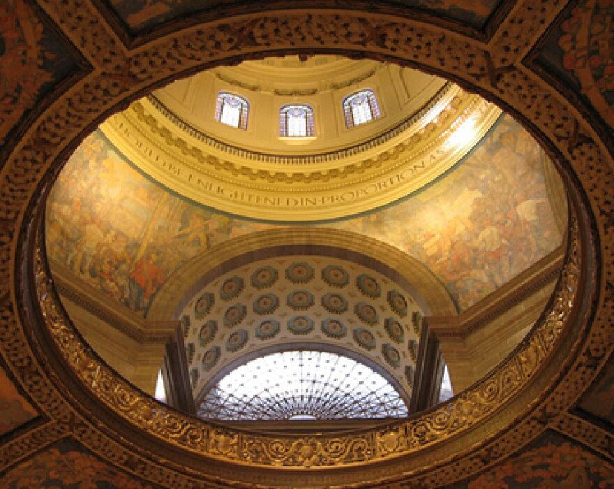 An interior view of the dome at the Missouri Capitol.