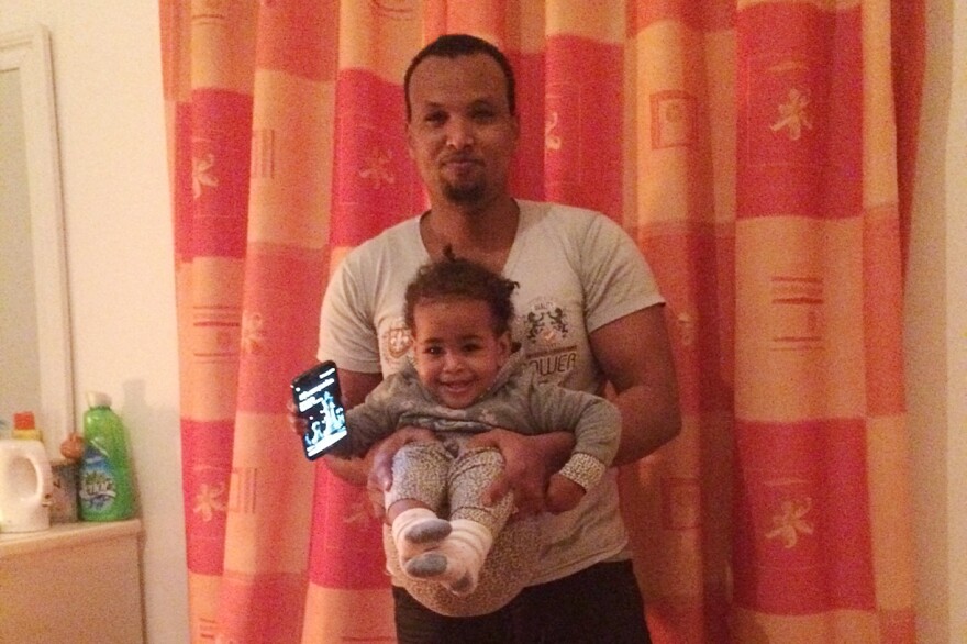 Born in Malta, Lucky is shown here with her father, Hussein Mohamed Abdi.