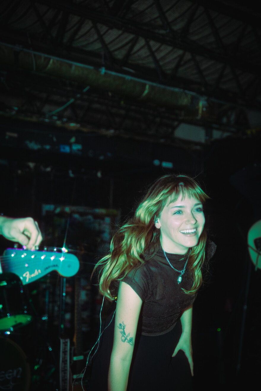 a woman smiling 