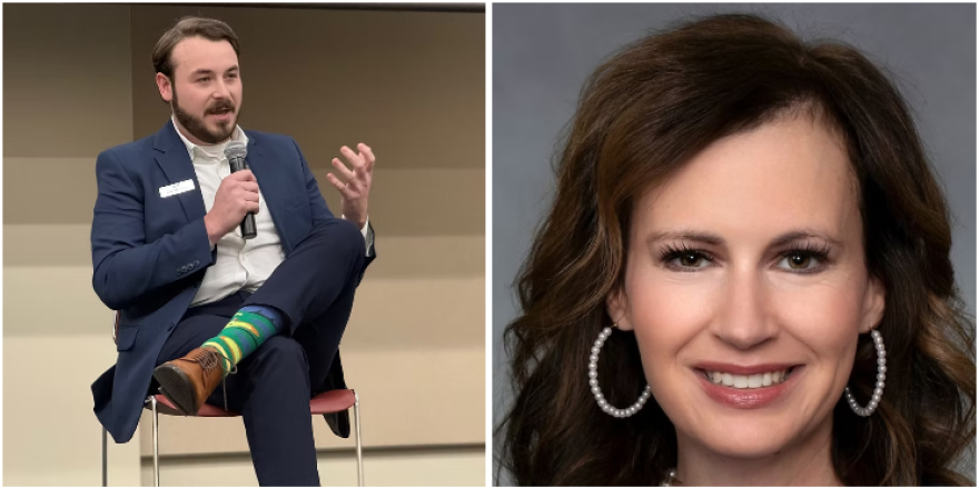 Man on left and woman on right