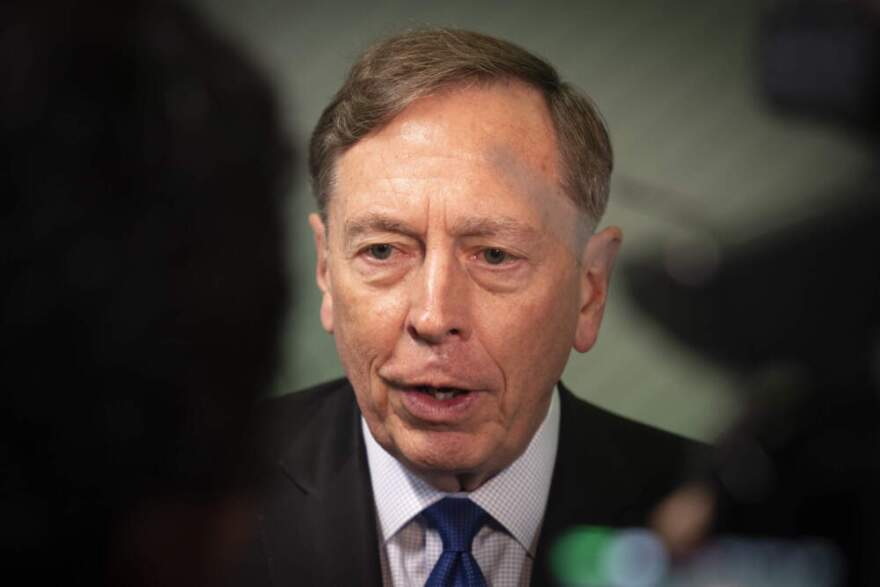 Former director of the CIA Gen. David Petraeus participates in a panel discussion at the Kyiv Security Forum еstablished by the Arseniy Yatsenyuk Open Ukraine Foundation in Kyiv, Ukraine, Tuesday, Sept. 5, 2023. (AP Photo/Efrem Lukatsky)