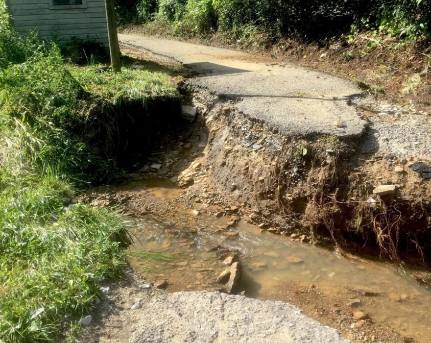 Up Runnel’s branch, the road becomes impassable.