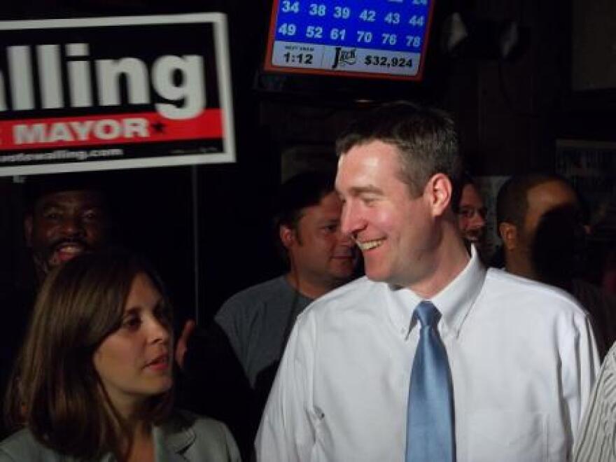 Dayne Walling celebrating a primary victory in August