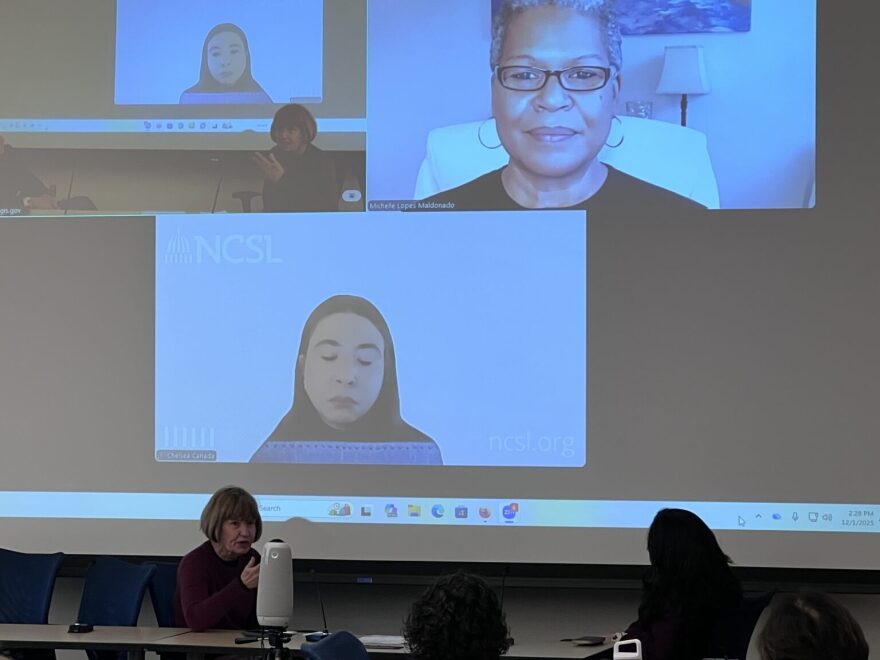 New Mexico lawmakers speak Monday, Dec. 1, 2025, at Central New Mexico Community College about state-level artificial intelligence regulation. (Patrick Lohmann/Source NM)