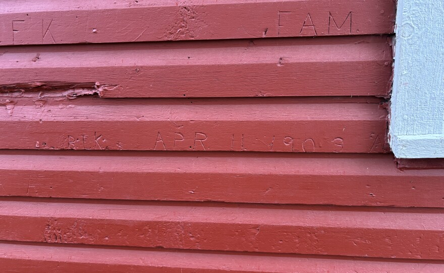 Students engraved their names into the school over the years, but there is only one name on the school with a date, "BLK, Apr. 11, 1903."