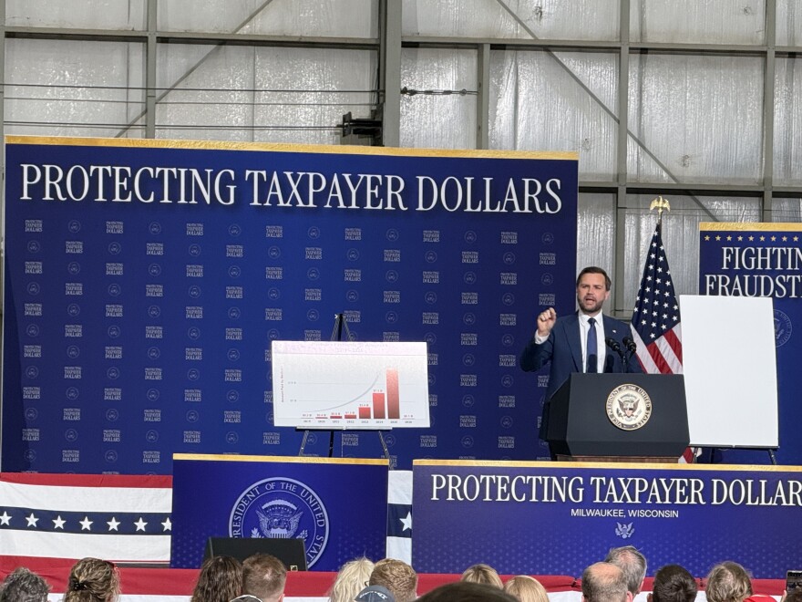 JD Vance speaking about fraud and healthcare during his visit to Milwaukee