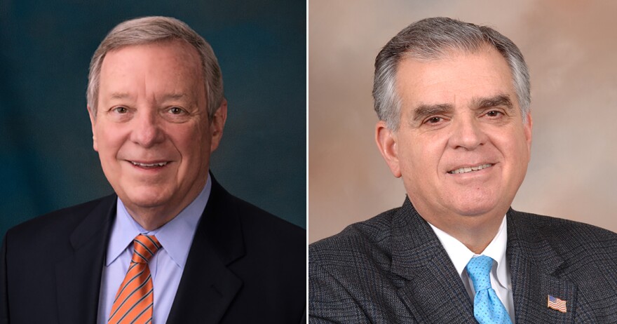 U.S. Senate Democratic Whip Richard Durbin, left, and former U.S. Secretary of Transportation Ray LaHood.