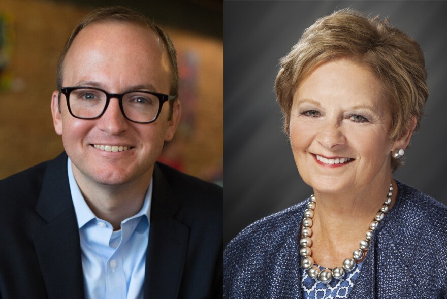 Democratic Secretary of State candidate Jim Harper, left, is running against incumbent Republican Secretary of State Connie Lawson, right.