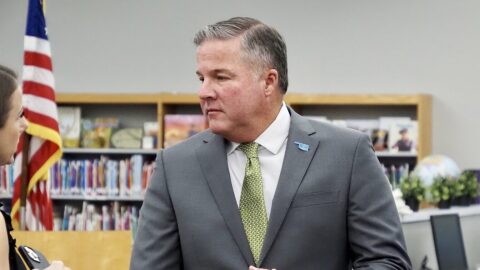 Senate President Pro Tem Lonnie Paxton, R-Tuttle, attends a news conference at Eisenhower International School in Tulsa on Oct. 2.