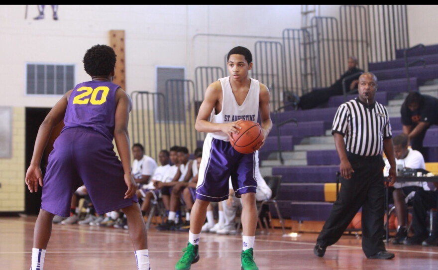 Caleb Daniels playing for the St. Augustine Purple Knights in 7th grade, 2013
