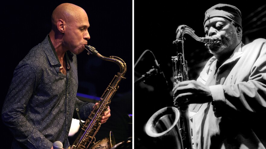 Saxophonist Joshua Redman (left) performs on stage during the "Jazz sous les pommiers" jazz festival on May 9, 2013 in Coutances, France. Dewey Redman (right) performs in St. Paul, Minn., in 2007.