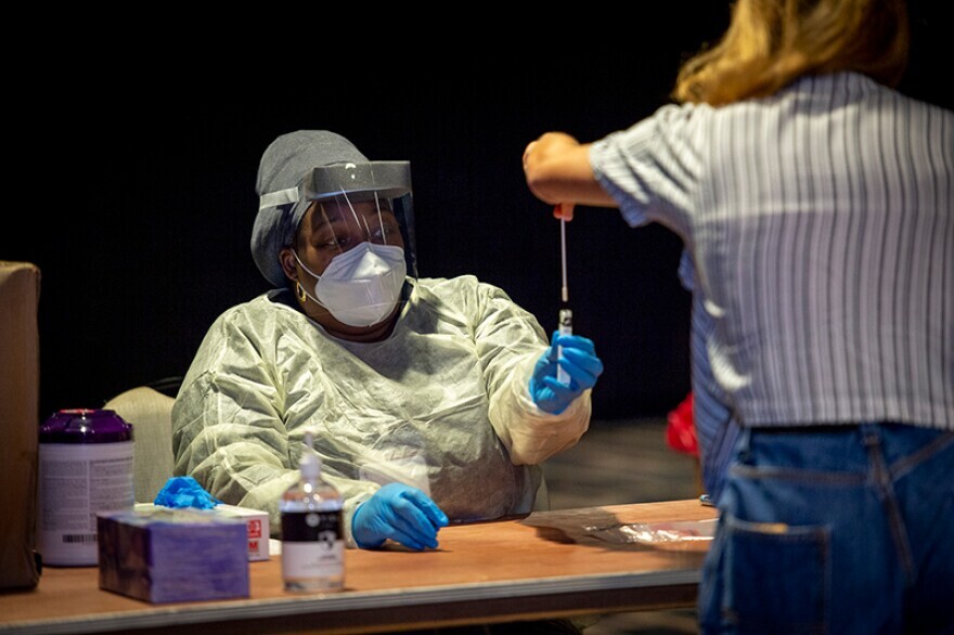 A Tulane University coronavirus test site.