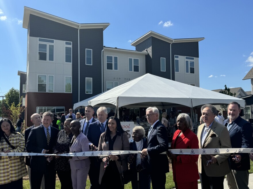 The Housing Authority of Winston-Salem, city officials and residents celebrated the newly opened Brown School Lofts in April. But construction for the next phase of a housing project set to revitalize the Cleveland Avenue neighborhood could be delayed until 2025 as officials look to close a longstanding funding gap. WFDD/DJ SIMMONS