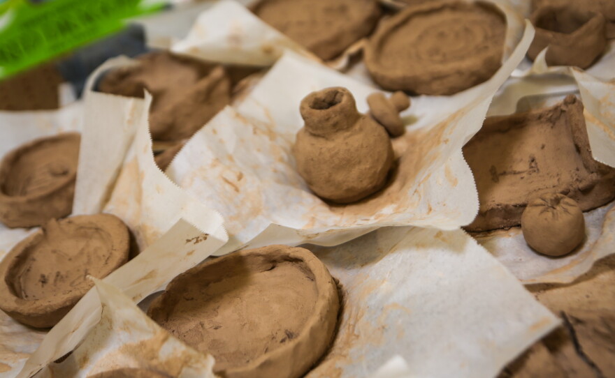 The students made pottery