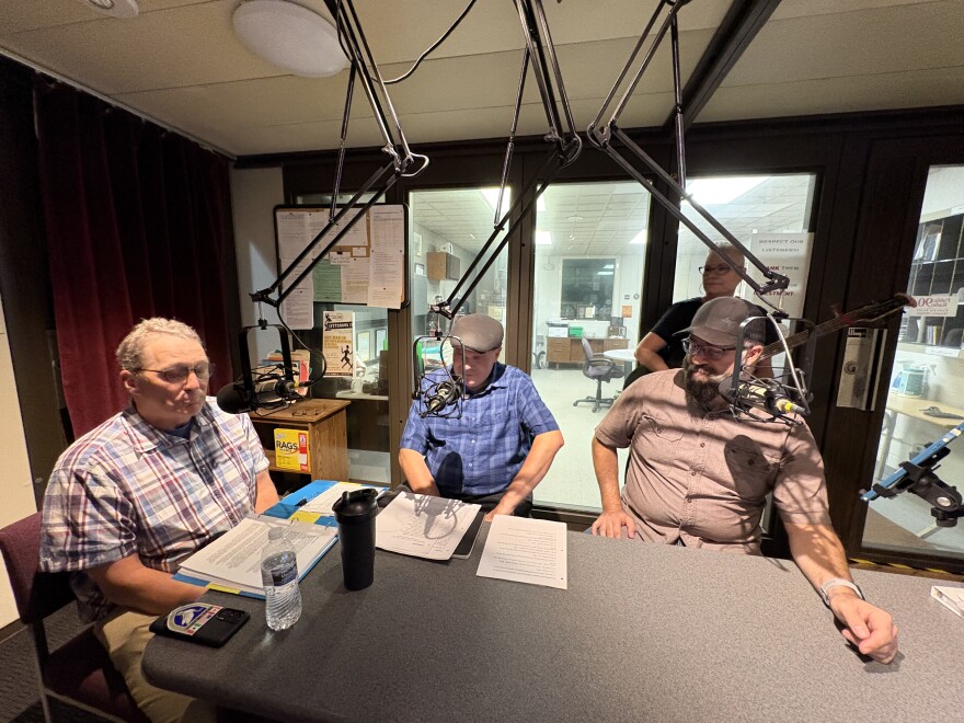 Bradley, Achatz, Collins, and Smith recording a preview version of the NWAM "Fear Itself" show in our studios