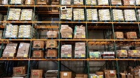 Donated supplies wait for distribution at the Capital Area Food Bank on April 1, 2020 in Washington, DC. (ALEX EDELMAN/AFP via Getty Images)
