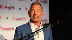 Anthony DiLorenzo won the Republican primary in the state's 1st Congressional District. He spoke to supporters at a victory party, Tuesday, Sept. 8, 2026.