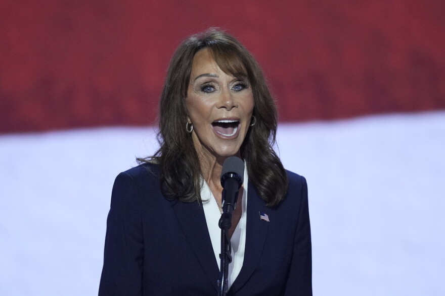 Diane Hendricks speaking on the final night of the Republican National Convention on Thursday, July 18, 2024, in Milwaukee. (AP Photo/J. Scott Applewhite)
