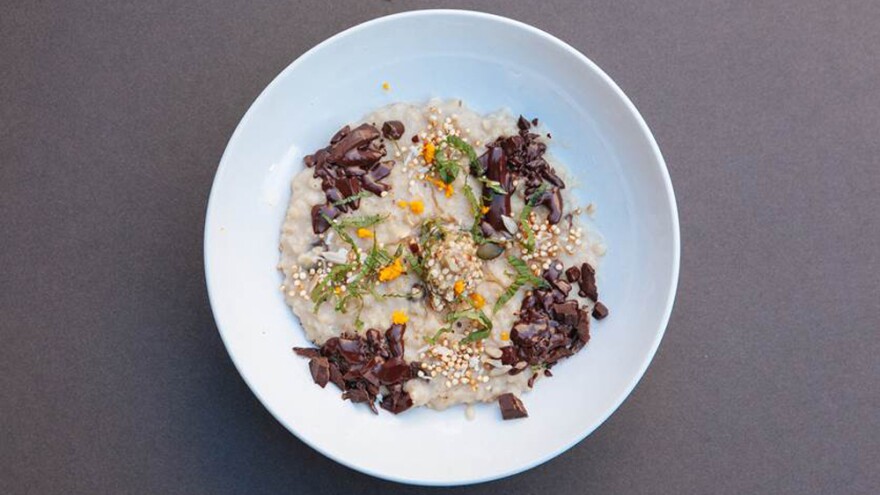 Personal fitness trainer Adam Stansbury won Friday's London competition with this chocolate and honey porridge.