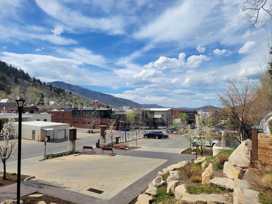 A view of the Bob Wells Plaza and parking lot on Swede Alley.