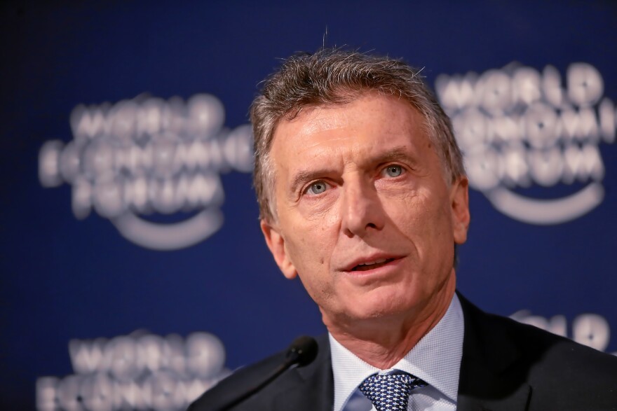 Argentina's president Mauricio Macri speaks during a press conference at the Annual Meeting 2016 of the World Economic Forum in Davos, Switzerland, January 22, 2016.