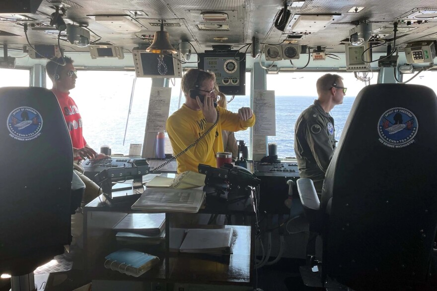 The USS George Washington is returning to sea after a six-year maintenance cycle when it remained in the shipyard in Norfolk, Va.