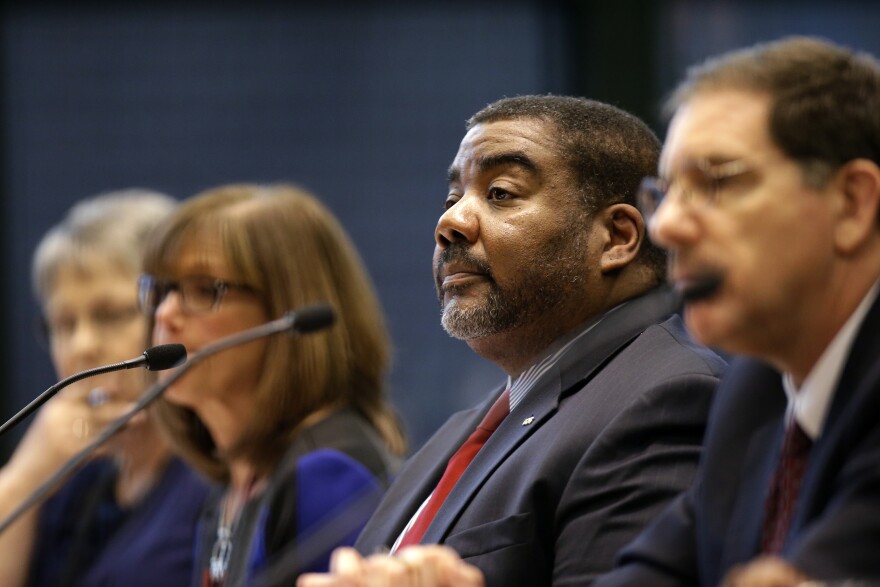 File photo: The director of the Illinois Department of Children and Family Services Marc D. Smith listens as he testifies before the House Appropriations-Human Services Committee Friday, April 26, 2019.