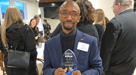 Travis Pope attending Fort Wayne Business Weekly’s Forty Under 40 induction ceremony.