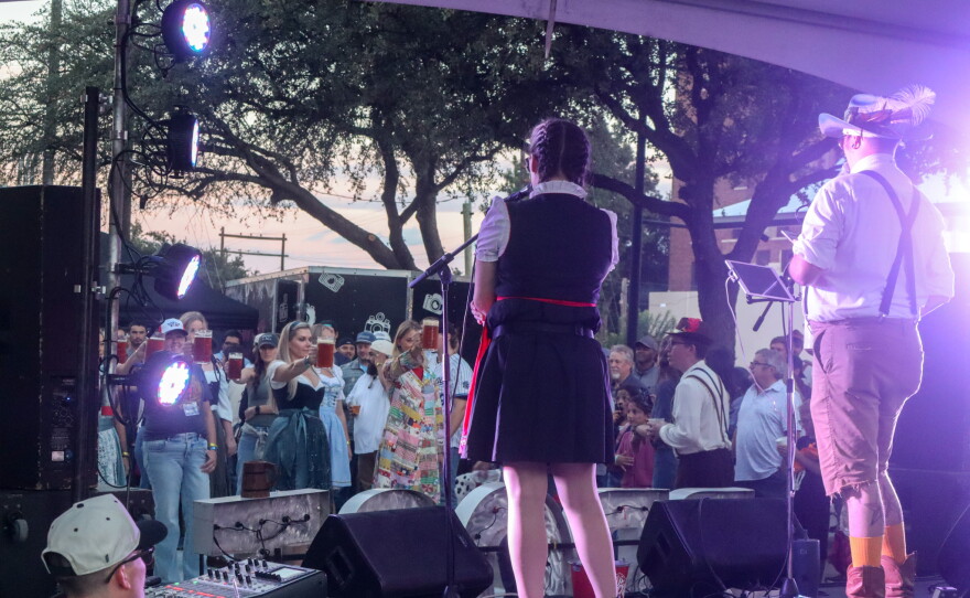 Women Compete for Stein Holding Competition, photo by Emma Coats