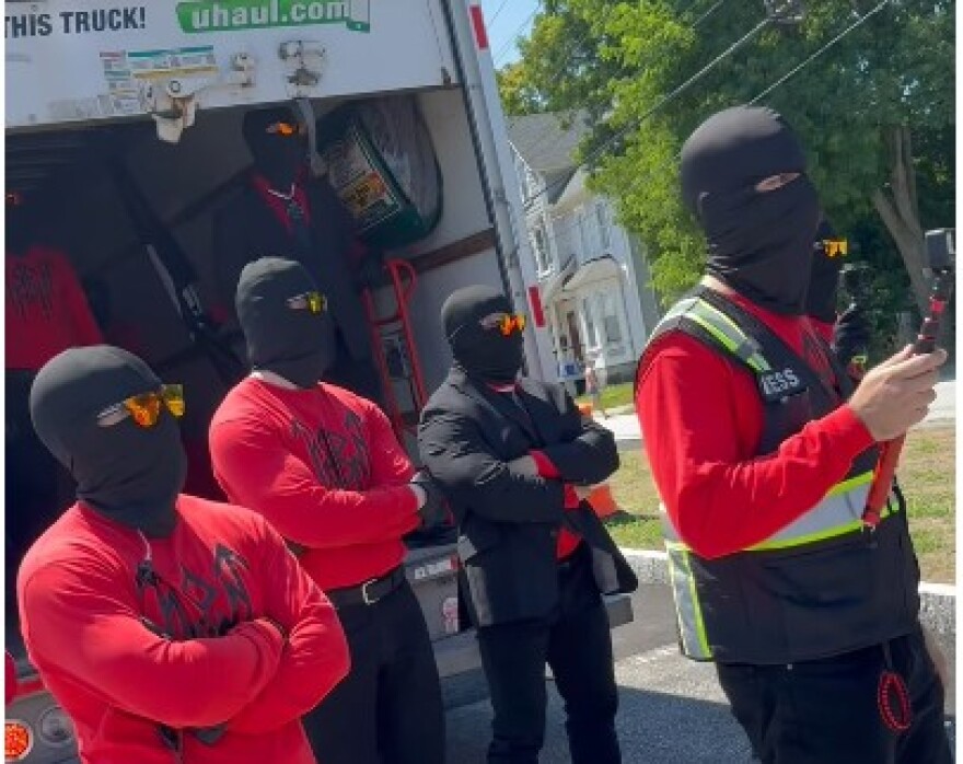Members of the neo-Nazi group Blood Tribe marched through Concord Saturday. They left the city in the back of a UHaul moving truck.