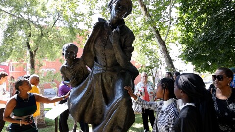 A statue honoring Harriet Tubman was unveiled Friday, Sept. 2, 2022, in Rochester’s Washington Square Park. It is part of a traveling exhibit around the country, in honor of the 200th anniversary of Harriet Tubman’s birth.
