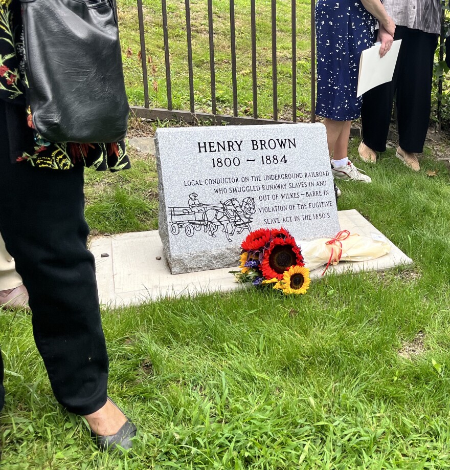 A gravestone now marks the final resting place of Henry Brown, a conductor on the Underground Railroad, in the Wilkes-Barre City Cemetery.