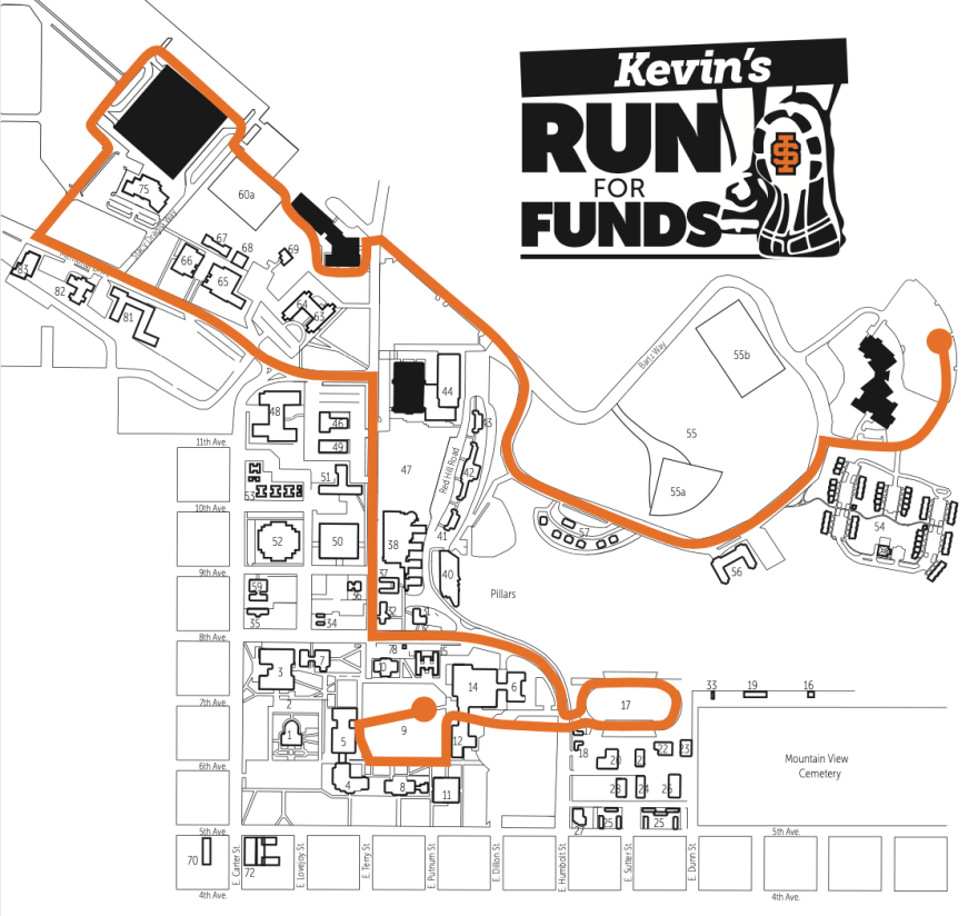 The 5k course meanders around the ISU campus