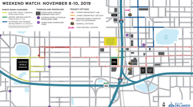 A map of this weekend's road closures via the City of Orlando website. 