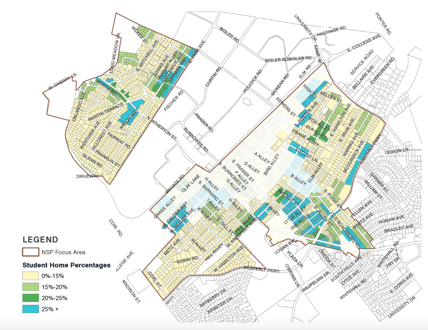 The State College Redevelopment Authority has mapped out all the key "tipping point" blocks where student permit purchases might make a difference.