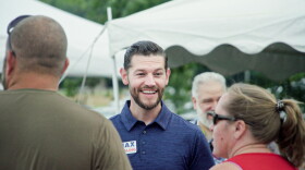 Republican Secretary of State Candidate Max Engling chats with Vanderburgh County Fair attendees July 2026. He has three other opponents — including a Democrat, Libertarian and Independent.