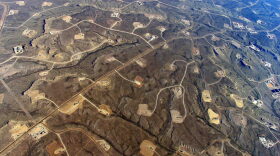 Photo of oil and gas fields at Jonah field, Wyoming, via flickr creative commons and Bruce Gordon at EcoFlight