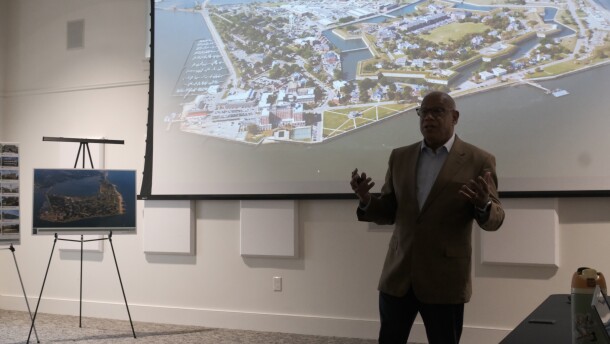 Mitchell Silver leads Fort Monroe's listening session on Thursday, May 14, 2026.
